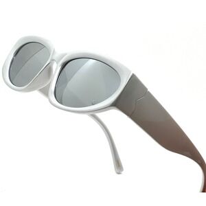 Chunky Oval Sunglasses Silver Frame Mirror Lens Fashion Sun Glasses Women Shades